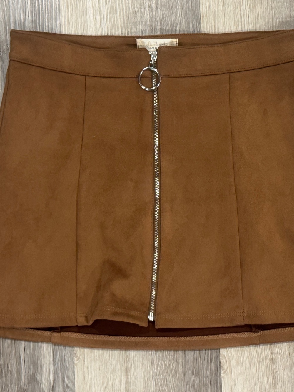 Altar'd State Brown Faux Suede Front-Zip Mini Skirt - Made in the USA - Picture 9 of 9